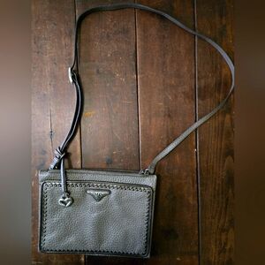 VTG Brighton Pebbled Leather Gray Messenger Bag